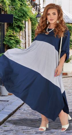 Свободное комбинированное платье большого размера