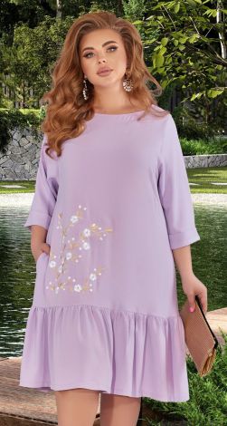 Лёгкое платье большого размера с нежной вышивкой