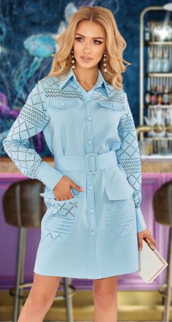 Платье  рубашка с геометрическим узором