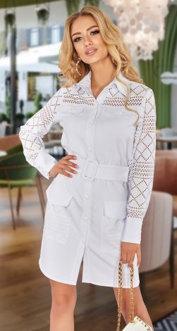 Платье  рубашка с геометрическим узором