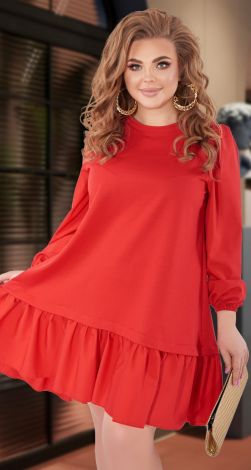 Расклешенное платье большого размера с оборкой