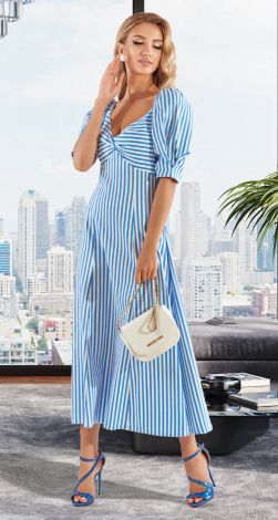Красивое хлопковое платье в полоску