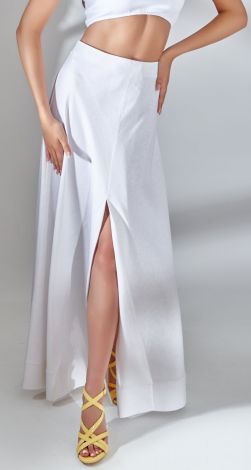 Льняна спідниця з розрізом