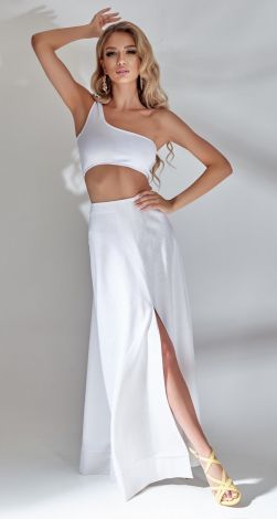 Льняна спідниця з розрізом