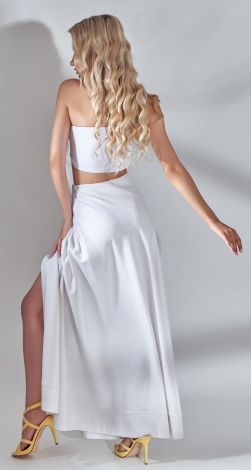 Льняна спідниця з розрізом