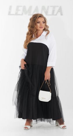 Stylish plus size two-tone dress