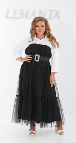 Stylish plus size two-tone dress