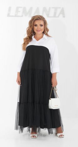 Stylish plus size two-tone dress