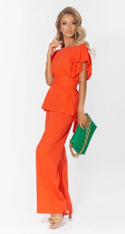 Льняний брючний костюм