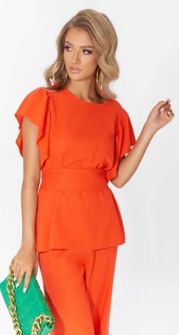 Льняний брючний костюм