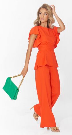 Льняний брючний костюм