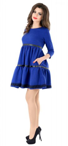 Платье с оборками и отделкой из эко кожи