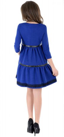 Платье с оборками и отделкой из эко кожи