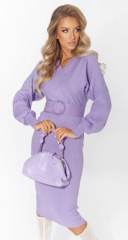 Вязаное платье  в рубчик