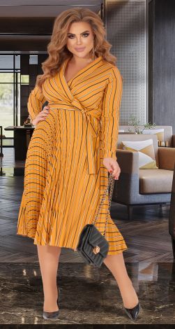 Платье  большого размера плиссе  юбка в складку солье