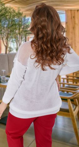 Свитер с полупрозрачным верхом большой размер