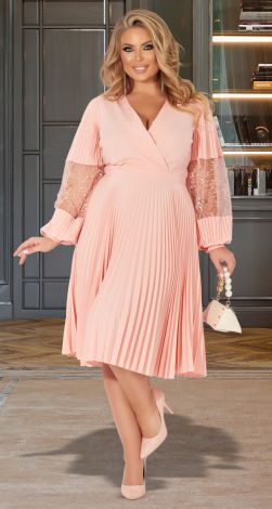 Elegant plus size pleated dress