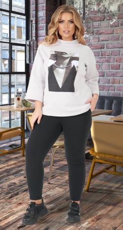 Тёплый брючный костюм большого размера