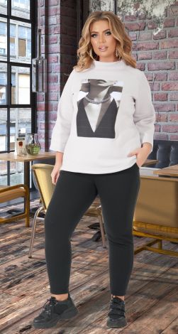 Тёплый брючный костюм большого размера