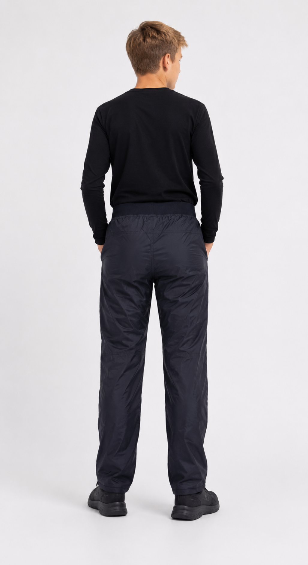 Black Insulated Trousers from Windproof Fabric on Synthetic Padding for Boy - Image 2