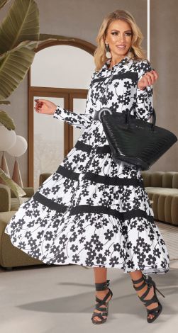 Стильное черно белое платье