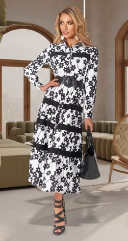 Стильное черно белое платье