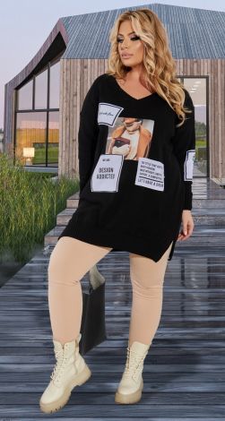 Свитер с принтом  большой размер