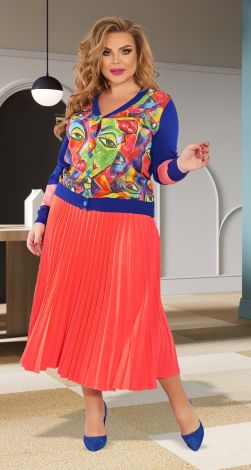 Костюм с юбкой в складку плиссе большого размера