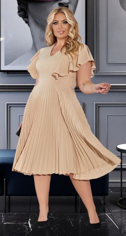 Летнее платье большого размера  с юбкой плиссе