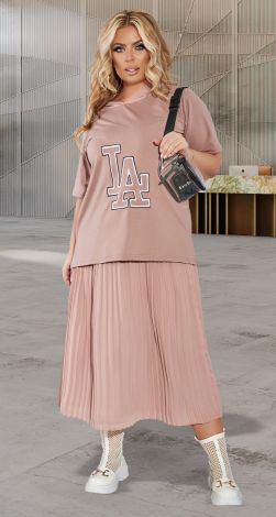 Костюм с юбкой в складку большого размера