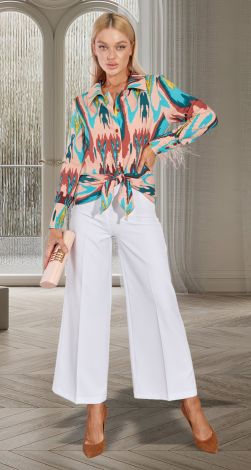Білі розкльошені штани капрі