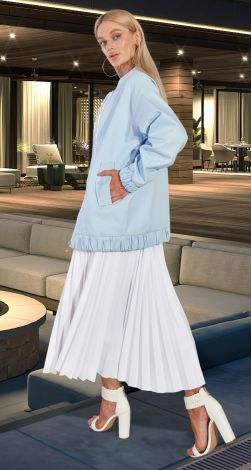 Denim oversized bomber jacket