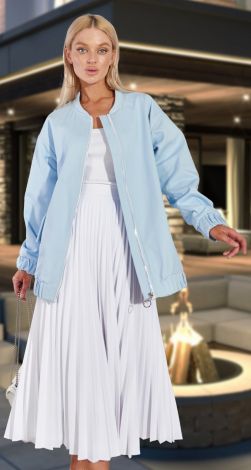 Denim oversized bomber jacket