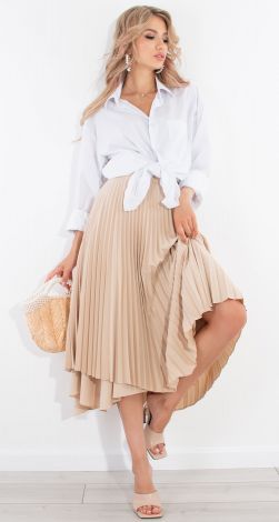Бежевая юбка плиссе