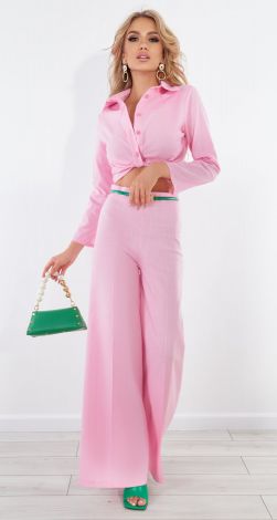 Льняний брючний костюм