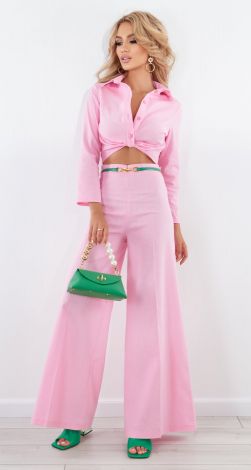 Льняний брючний костюм