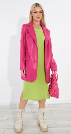 Подовжений шкіряний піджак