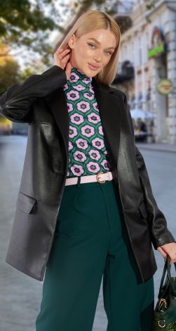 Подовжений шкіряний піджак