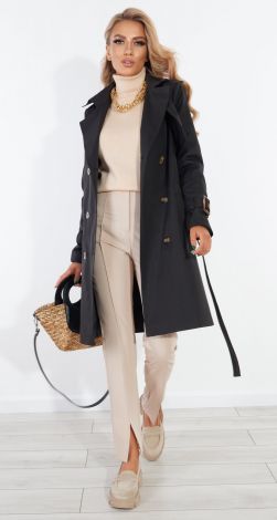 Стильний чорний тренч