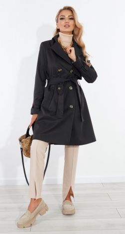Стильний чорний тренч